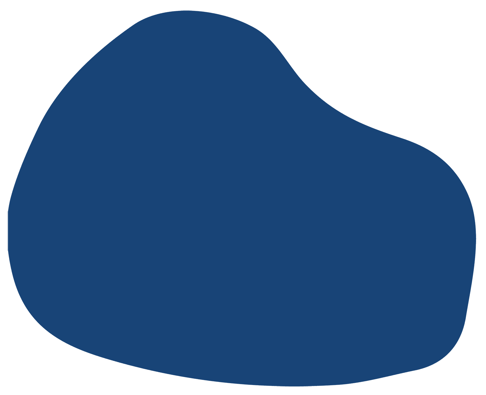 Abstract, irregular navy blue shape.